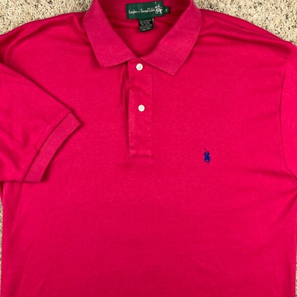 Knights of Round Table Polo Mens XL Pink Red Rugby Shirt Collard Blue Pony - Picture 1 of 7